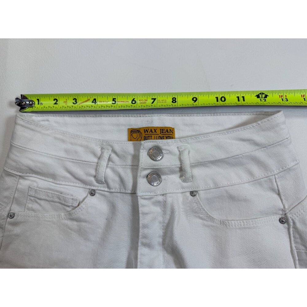 Wax Jean White Denim High-Waisted Cuffed Shorts S Cotton Blend (KK243) - Picture 5 of 8